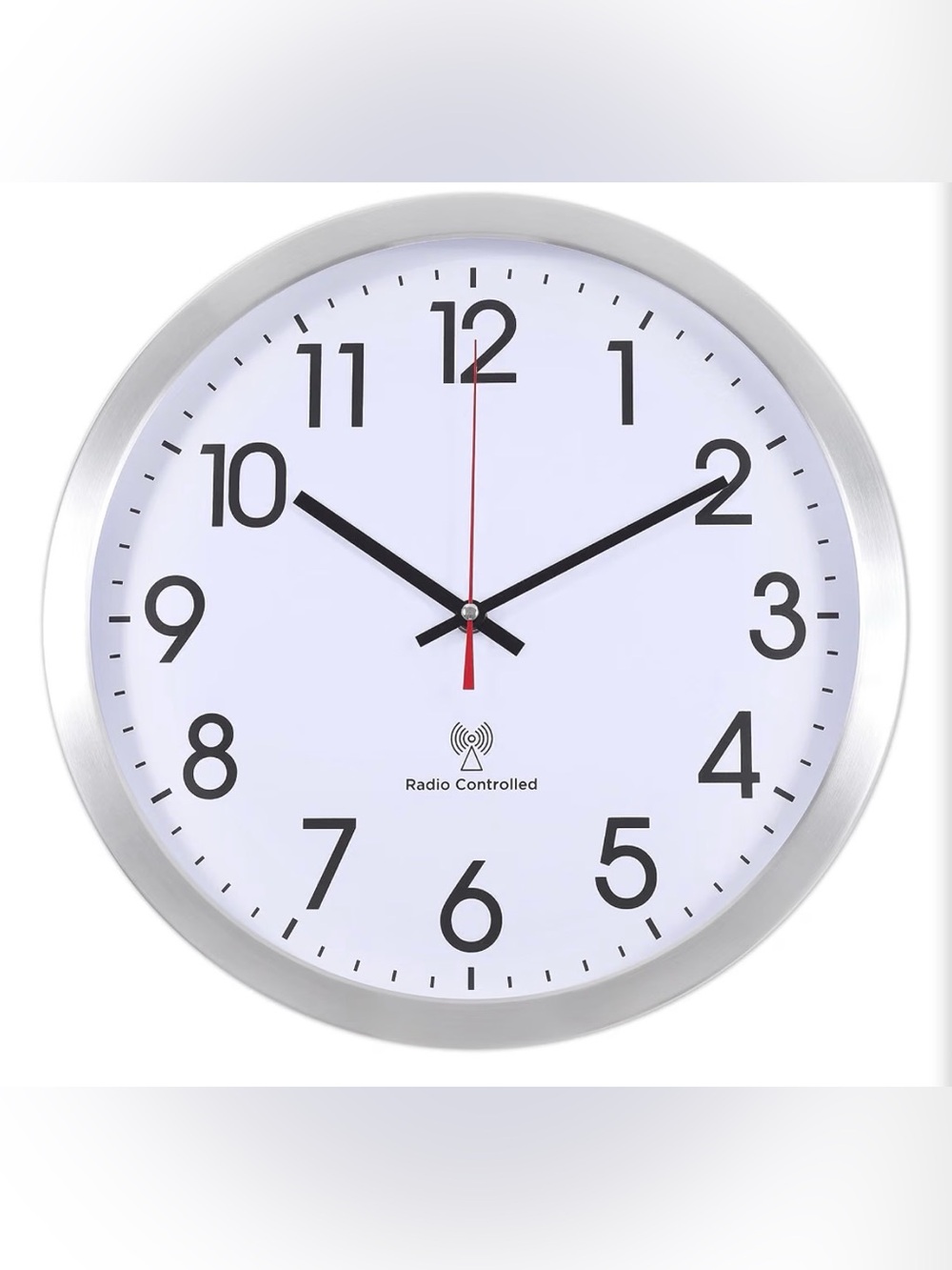 Atomic Analog Wall Clock, 14Inch Radio Controlled Sets 14 Inch White